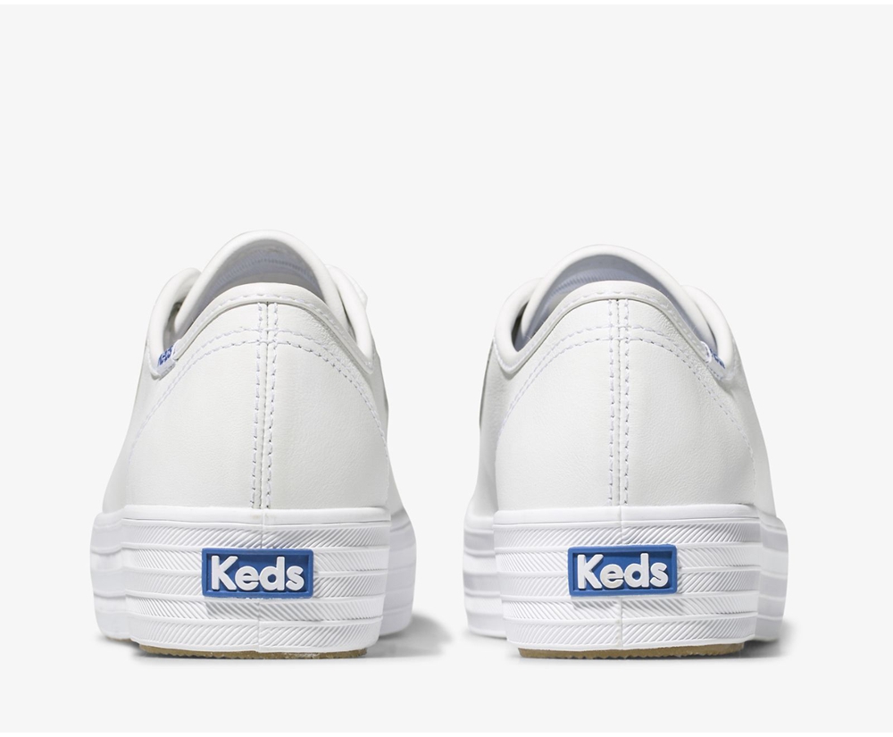 Tenis Keds Mujer Blancos - Triple Kick Cuero - 5417-BUNRY